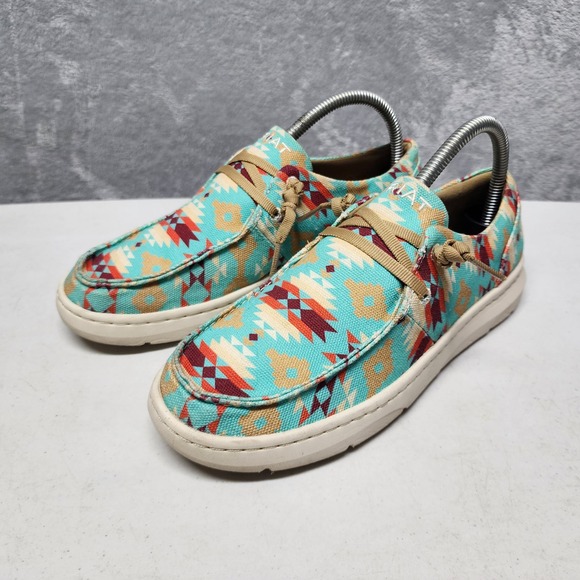 Ariat Shoes - Ariat Hilo Slip On Shoes Womens Size 8 Turquoise Western Aztec Saddle Blanket
